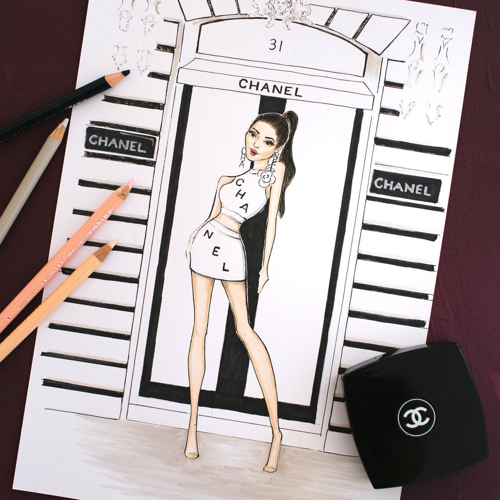 fashion portrait | fashion sketch | chanel | sarah darby