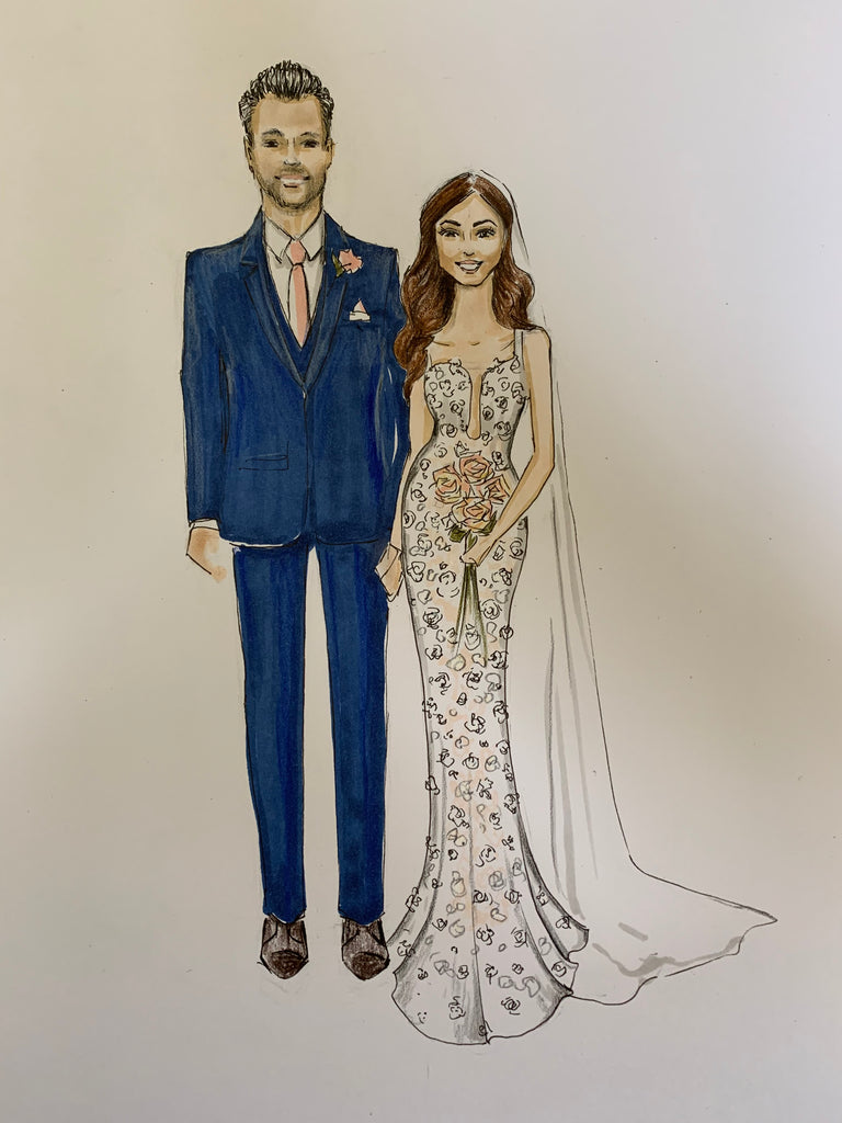Wedding couple illustration | Bridal illustration | Sarah Darby