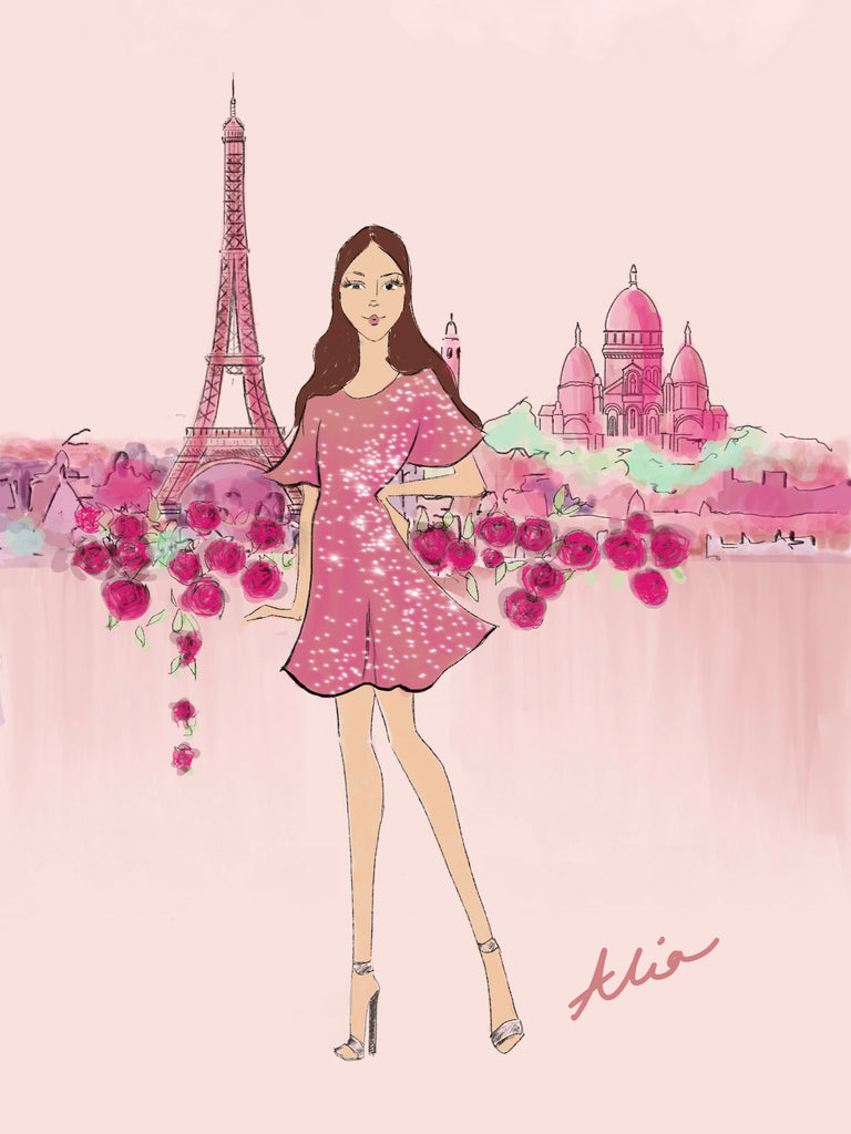 fashion sketch | Paris skyline | Sarah Darby