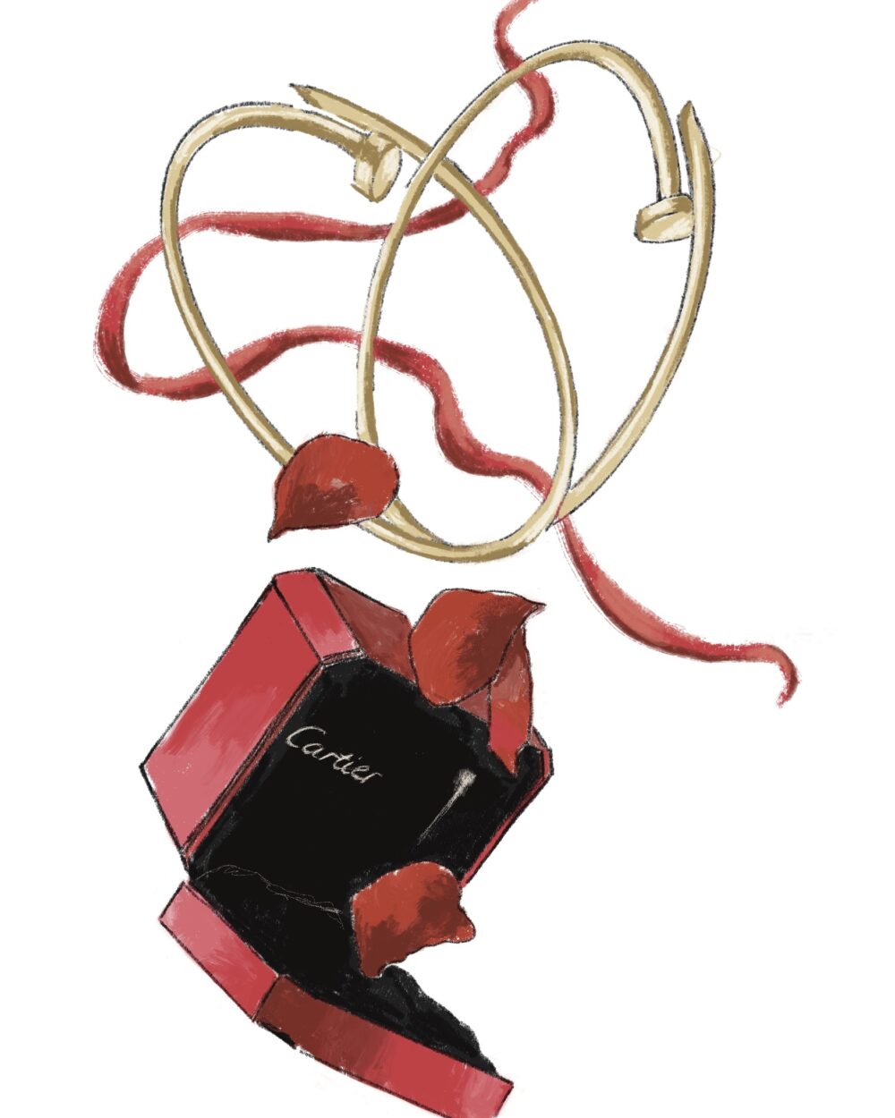Cartier red box illustration for seasonal gifting